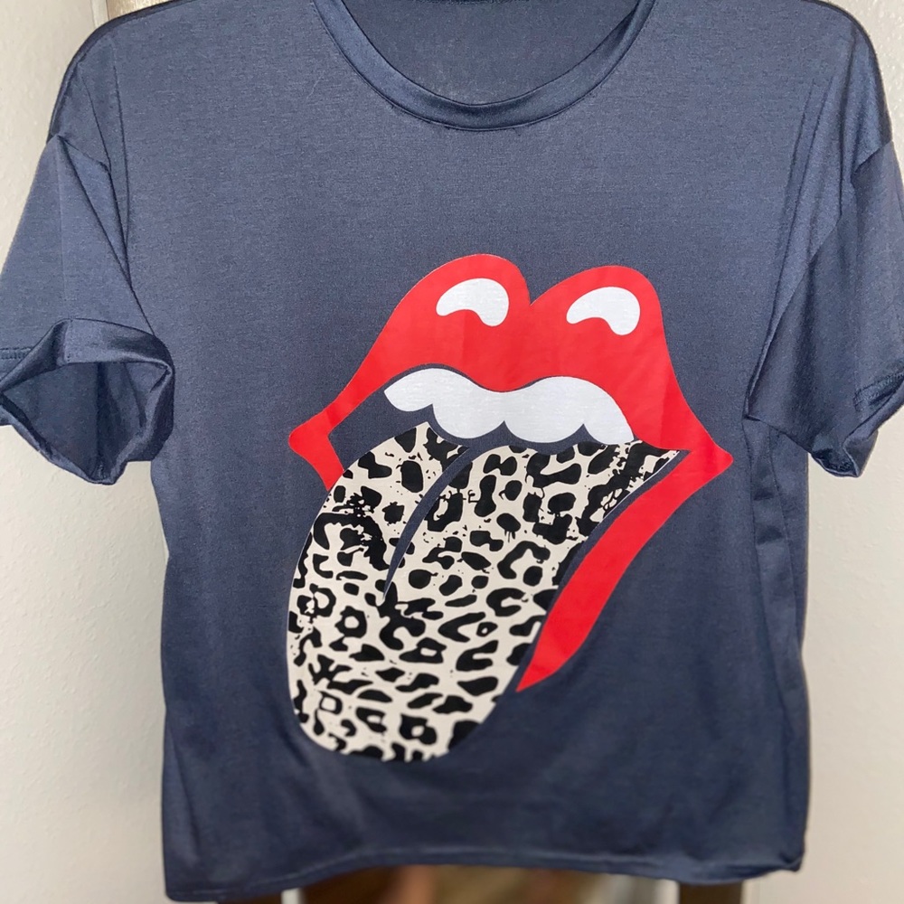 Leopard “Rolling Stones” inspired shirt